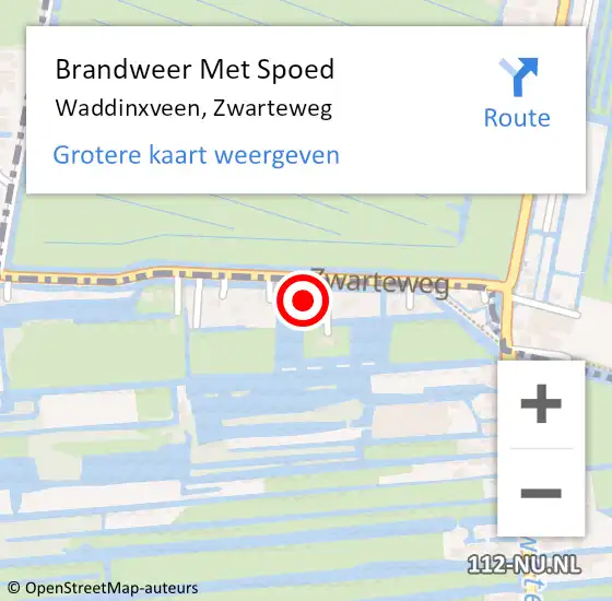 Locatie op kaart van de 112 melding: Brandweer Met Spoed Naar Waddinxveen, Zwarteweg op 24 november 2023 16:59