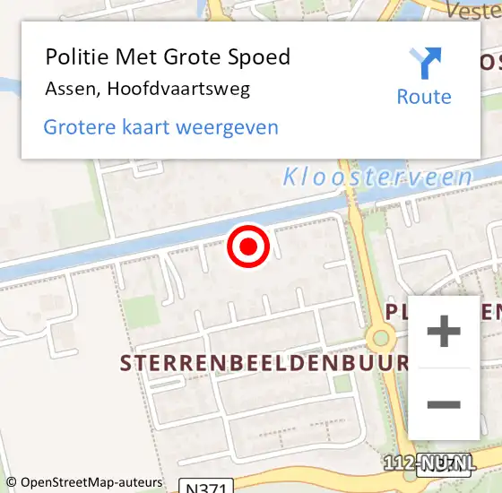 Locatie op kaart van de 112 melding: Politie Met Grote Spoed Naar Assen, Hoofdvaartsweg op 24 november 2023 17:00