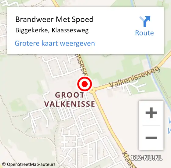 Locatie op kaart van de 112 melding: Brandweer Met Spoed Naar Biggekerke, Klaassesweg op 24 november 2023 17:06