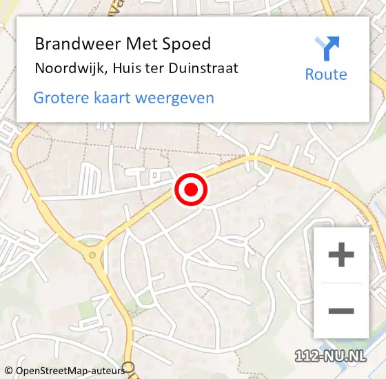 Locatie op kaart van de 112 melding: Brandweer Met Spoed Naar Noordwijk, Huis ter Duinstraat op 24 november 2023 17:19