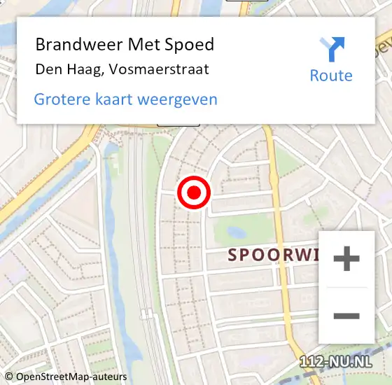 Locatie op kaart van de 112 melding: Brandweer Met Spoed Naar Den Haag, Vosmaerstraat op 24 november 2023 17:20