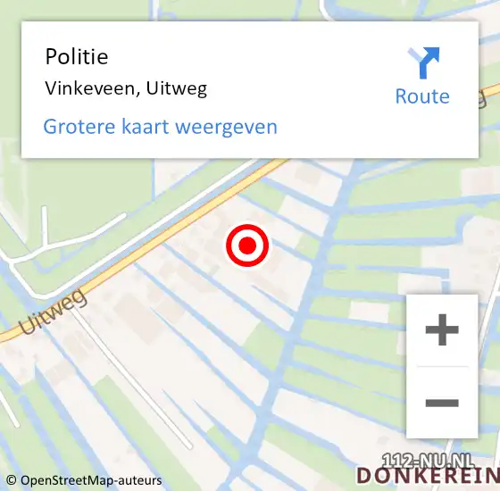 Locatie op kaart van de 112 melding: Politie Vinkeveen, Uitweg op 24 november 2023 17:22