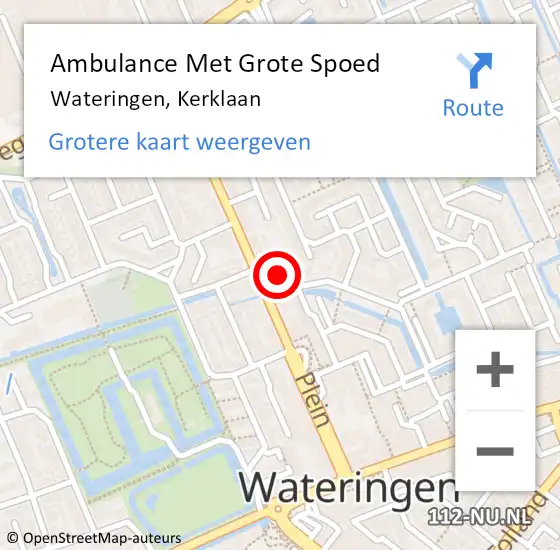 Locatie op kaart van de 112 melding: Ambulance Met Grote Spoed Naar Wateringen, Kerklaan op 24 november 2023 17:28