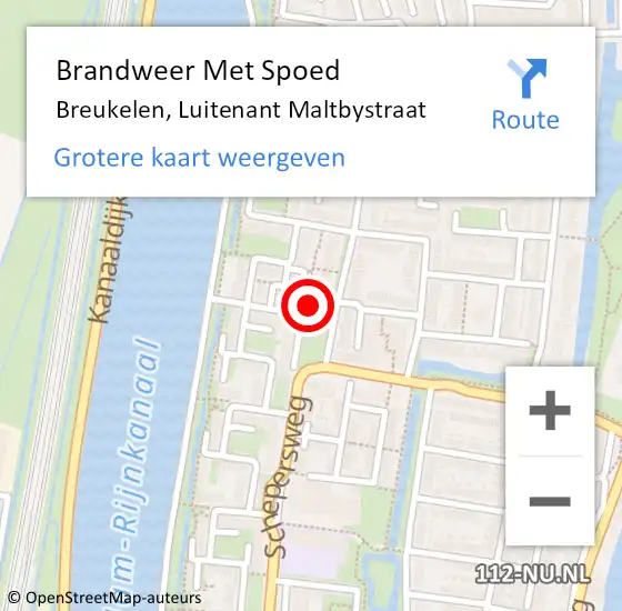 Locatie op kaart van de 112 melding: Brandweer Met Spoed Naar Breukelen, Luitenant Maltbystraat op 24 november 2023 17:40