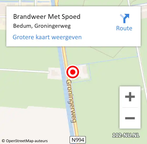 Locatie op kaart van de 112 melding: Brandweer Met Spoed Naar Bedum, Groningerweg op 24 november 2023 17:46