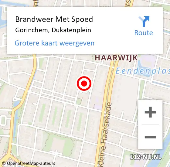 Locatie op kaart van de 112 melding: Brandweer Met Spoed Naar Gorinchem, Dukatenplein op 24 november 2023 17:51