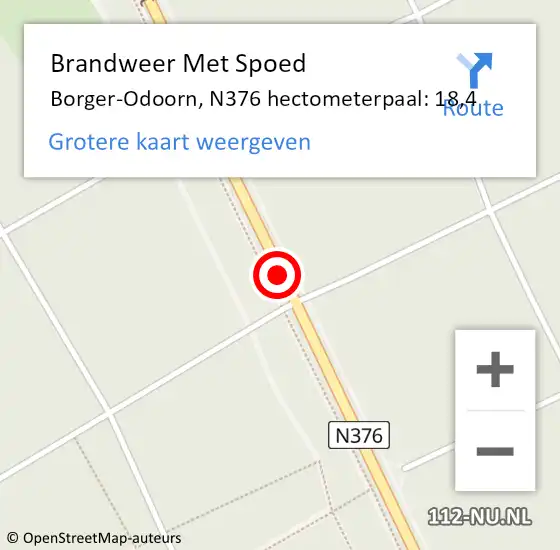 Locatie op kaart van de 112 melding: Brandweer Met Spoed Naar Borger-Odoorn, N376 hectometerpaal: 18,4 op 24 november 2023 18:01