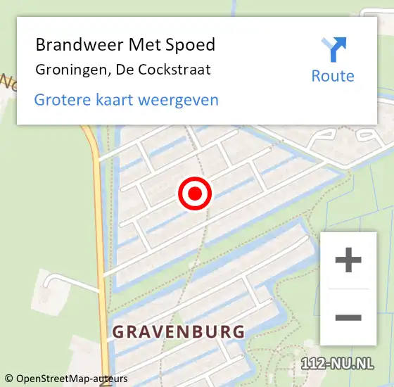 Locatie op kaart van de 112 melding: Brandweer Met Spoed Naar Groningen, De Cockstraat op 24 november 2023 18:07