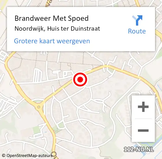 Locatie op kaart van de 112 melding: Brandweer Met Spoed Naar Noordwijk, Huis ter Duinstraat op 24 november 2023 18:10