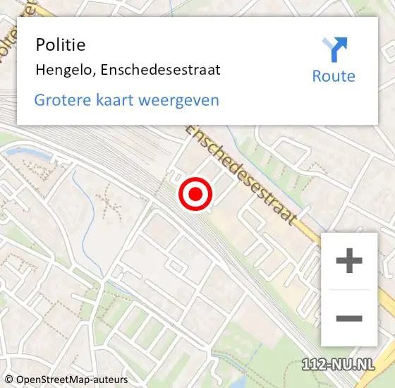 Locatie op kaart van de 112 melding: Politie Hengelo, Enschedesestraat op 24 november 2023 18:18