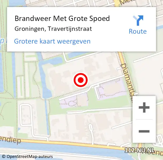 Locatie op kaart van de 112 melding: Brandweer Met Grote Spoed Naar Groningen, Travertijnstraat op 24 november 2023 18:23