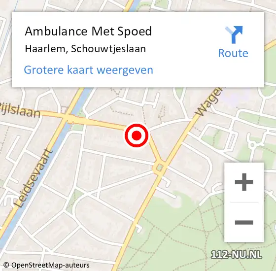 Locatie op kaart van de 112 melding: Ambulance Met Spoed Naar Haarlem, Schouwtjeslaan op 24 november 2023 18:24