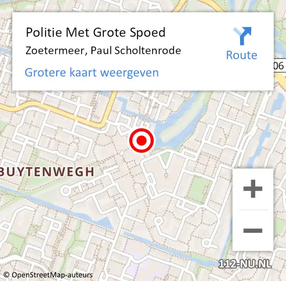 Locatie op kaart van de 112 melding: Politie Met Grote Spoed Naar Zoetermeer, Paul Scholtenrode op 24 november 2023 18:25