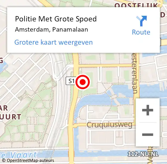 Locatie op kaart van de 112 melding: Politie Met Grote Spoed Naar Amsterdam, Panamalaan op 24 november 2023 18:29