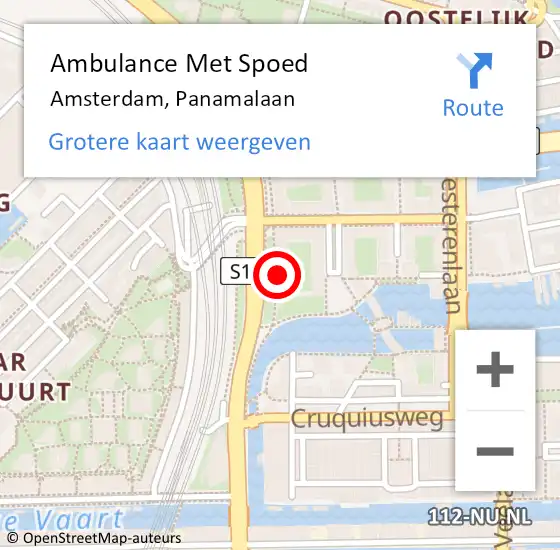 Locatie op kaart van de 112 melding: Ambulance Met Spoed Naar Amsterdam, Panamalaan op 24 november 2023 18:30