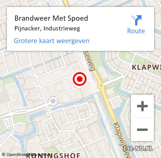 Locatie op kaart van de 112 melding: Brandweer Met Spoed Naar Pijnacker, Industrieweg op 24 november 2023 18:31