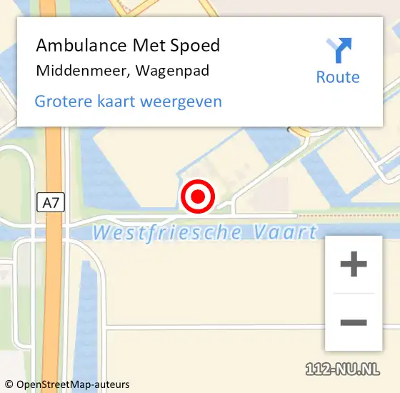 Locatie op kaart van de 112 melding: Ambulance Met Spoed Naar Middenmeer, Wagenpad op 24 november 2023 18:35