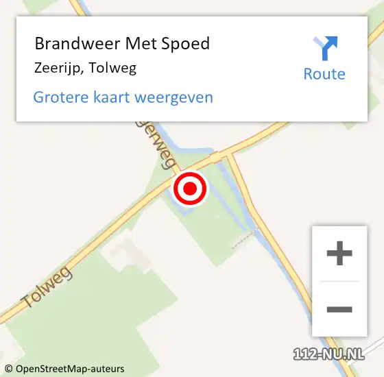 Locatie op kaart van de 112 melding: Brandweer Met Spoed Naar Zeerijp, Tolweg op 24 november 2023 18:38