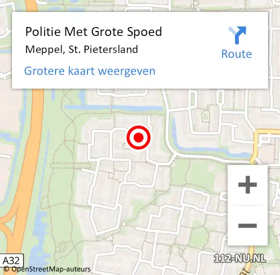 Locatie op kaart van de 112 melding: Politie Met Grote Spoed Naar Meppel, St. Pietersland op 24 november 2023 18:51