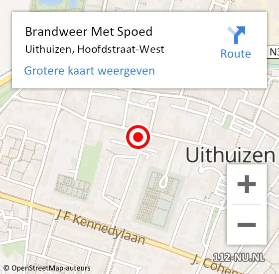 Locatie op kaart van de 112 melding: Brandweer Met Spoed Naar Uithuizen, Hoofdstraat-West op 24 november 2023 18:55