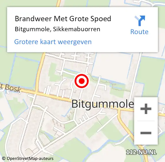 Locatie op kaart van de 112 melding: Brandweer Met Grote Spoed Naar Bitgummole, Sikkemabuorren op 24 november 2023 18:59