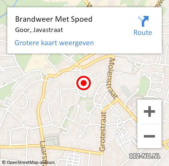 Locatie op kaart van de 112 melding: Brandweer Met Spoed Naar Goor, Javastraat op 24 november 2023 19:00