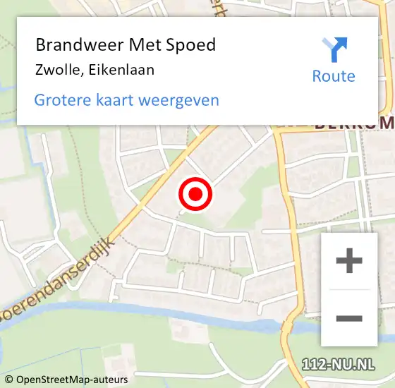 Locatie op kaart van de 112 melding: Brandweer Met Spoed Naar Zwolle, Eikenlaan op 24 november 2023 19:06