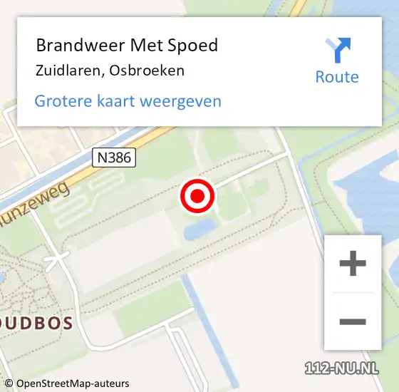 Locatie op kaart van de 112 melding: Brandweer Met Spoed Naar Zuidlaren, Osbroeken op 24 november 2023 19:11