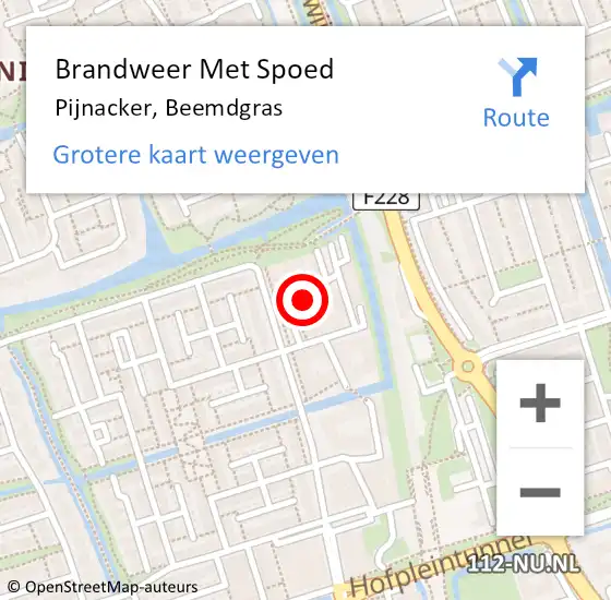 Locatie op kaart van de 112 melding: Brandweer Met Spoed Naar Pijnacker, Beemdgras op 24 november 2023 19:17