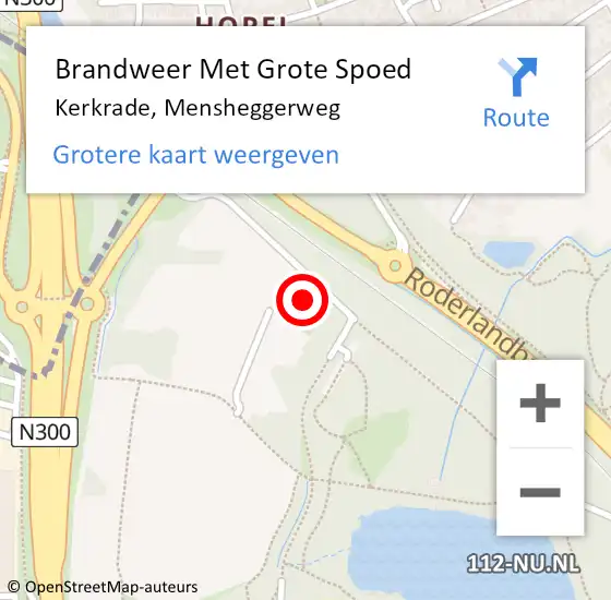 Locatie op kaart van de 112 melding: Brandweer Met Grote Spoed Naar Kerkrade, Mensheggerweg op 24 november 2023 19:23