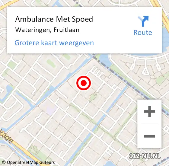 Locatie op kaart van de 112 melding: Ambulance Met Spoed Naar Wateringen, Fruitlaan op 24 november 2023 19:26