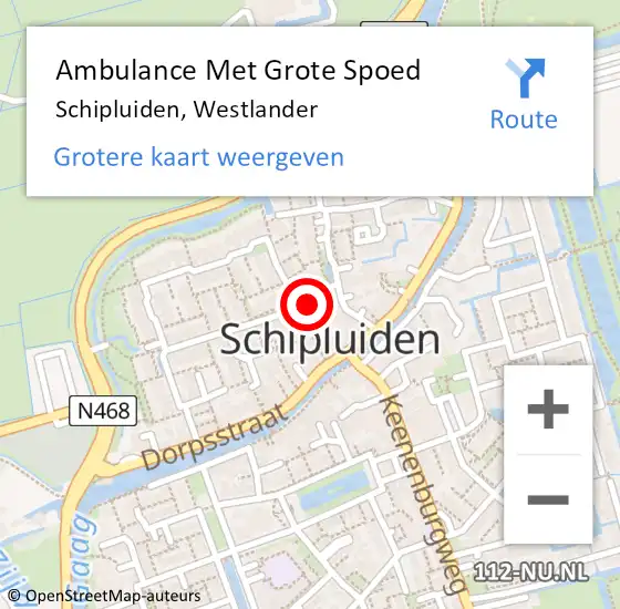 Locatie op kaart van de 112 melding: Ambulance Met Grote Spoed Naar Schipluiden, Westlander op 16 september 2014 13:24