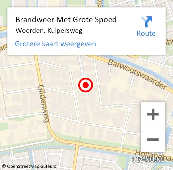 Locatie op kaart van de 112 melding: Brandweer Met Grote Spoed Naar Woerden, Kuipersweg op 24 november 2023 19:44