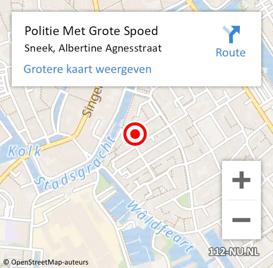 Locatie op kaart van de 112 melding: Politie Met Grote Spoed Naar Sneek, Albertine Agnesstraat op 24 november 2023 20:07