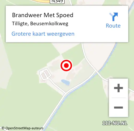 Locatie op kaart van de 112 melding: Brandweer Met Spoed Naar Tilligte, Beusemkolkweg op 24 november 2023 20:35