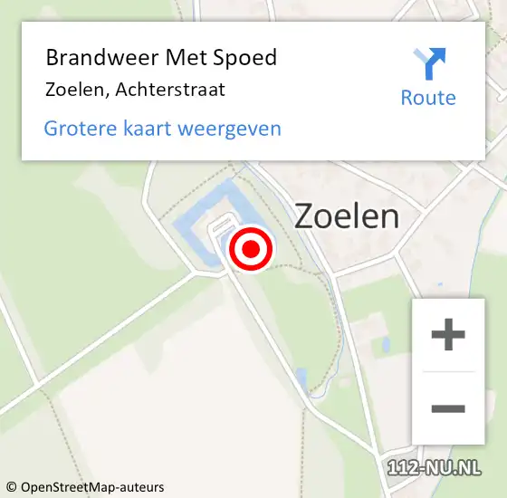 Locatie op kaart van de 112 melding: Brandweer Met Spoed Naar Zoelen, Achterstraat op 24 november 2023 20:43