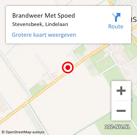 Locatie op kaart van de 112 melding: Brandweer Met Spoed Naar Stevensbeek, Lindelaan op 24 november 2023 20:50