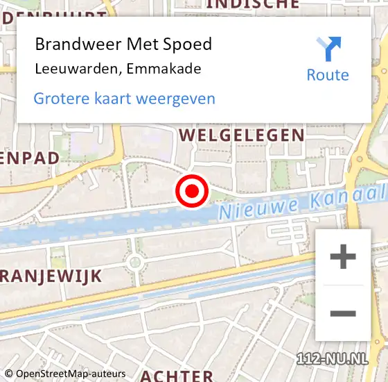 Locatie op kaart van de 112 melding: Brandweer Met Spoed Naar Leeuwarden, Emmakade op 24 november 2023 21:01