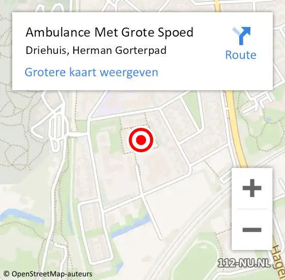 Locatie op kaart van de 112 melding: Ambulance Met Grote Spoed Naar Driehuis, Herman Gorterpad op 24 november 2023 21:08