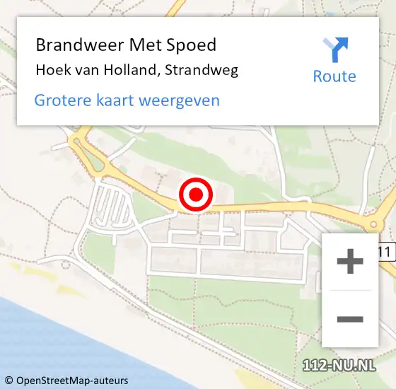 Locatie op kaart van de 112 melding: Brandweer Met Spoed Naar Hoek van Holland, Strandweg op 24 november 2023 21:12