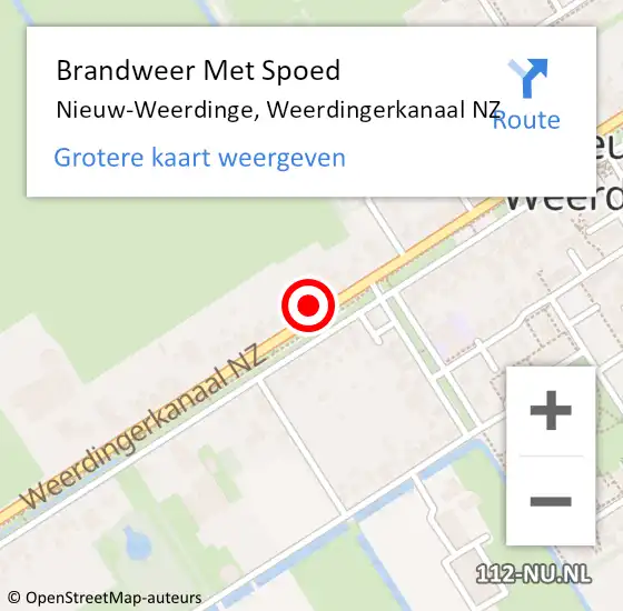 Locatie op kaart van de 112 melding: Brandweer Met Spoed Naar Nieuw-Weerdinge, Weerdingerkanaal NZ op 24 november 2023 21:16