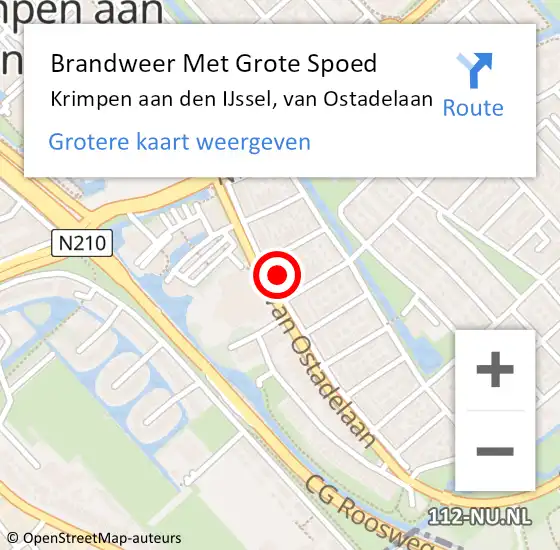 Locatie op kaart van de 112 melding: Brandweer Met Grote Spoed Naar Krimpen aan den IJssel, van Ostadelaan op 24 november 2023 21:30