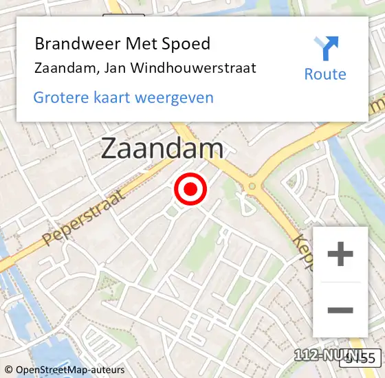Locatie op kaart van de 112 melding: Brandweer Met Spoed Naar Zaandam, Jan Windhouwerstraat op 24 november 2023 21:49