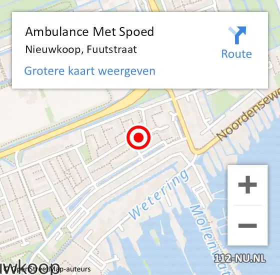 Locatie op kaart van de 112 melding: Ambulance Met Spoed Naar Nieuwkoop, Fuutstraat op 24 november 2023 21:56