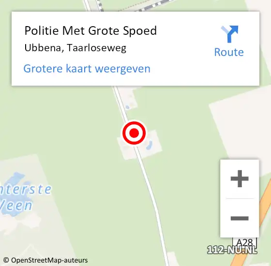 Locatie op kaart van de 112 melding: Politie Met Grote Spoed Naar Ubbena, Taarloseweg op 24 november 2023 22:19