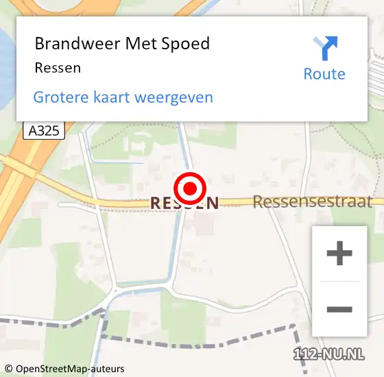 Locatie op kaart van de 112 melding: Brandweer Met Spoed Naar Ressen op 24 november 2023 22:33