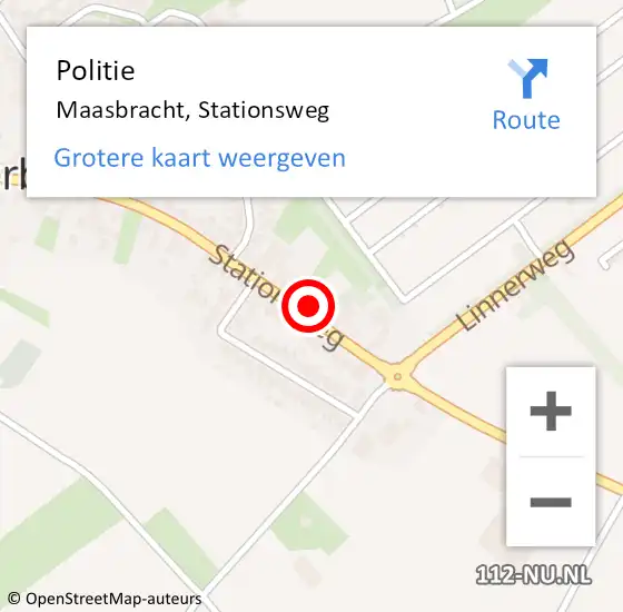 Locatie op kaart van de 112 melding: Politie Maasbracht, Stationsweg op 24 november 2023 22:40