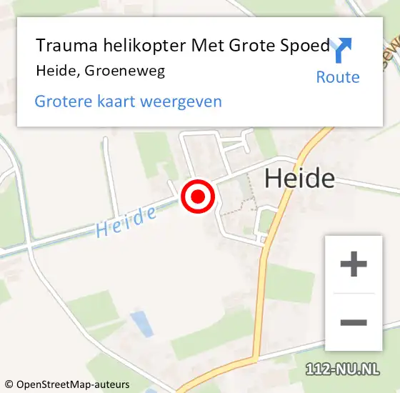 Locatie op kaart van de 112 melding: Trauma helikopter Met Grote Spoed Naar Heide, Groeneweg op 24 november 2023 22:41