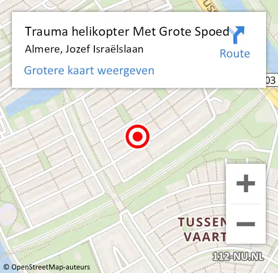 Locatie op kaart van de 112 melding: Trauma helikopter Met Grote Spoed Naar Almere, Jozef Israëlslaan op 24 november 2023 22:41