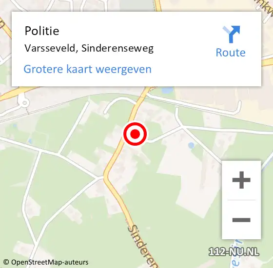 Locatie op kaart van de 112 melding: Politie Varsseveld, Sinderenseweg op 24 november 2023 22:48